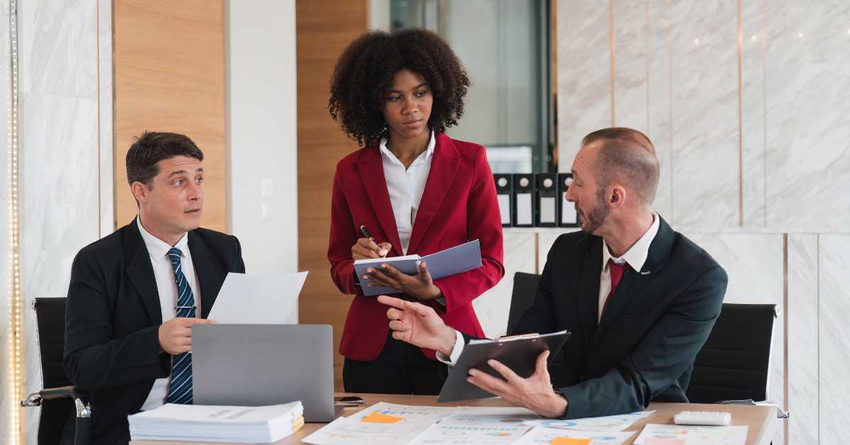 Executives reviewing the offshore companies regulations