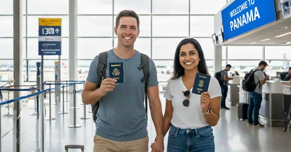 Pareja de la India y Estados Unidos visitando Panamá.