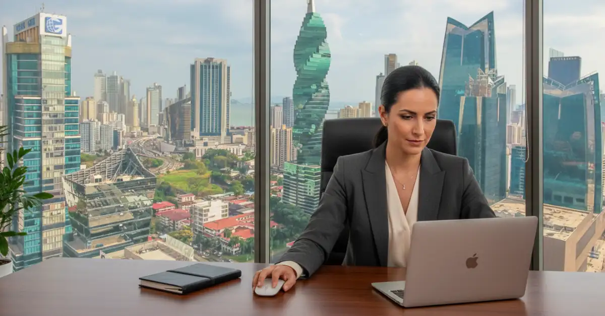 Businesswoman processing a Panama City Business License